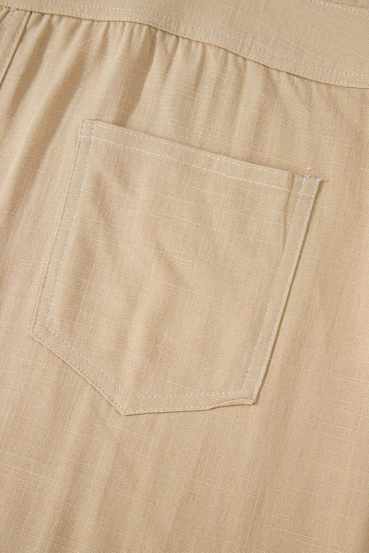 Parchment Side Buttons Sleeveless Overall Mini Dress - Fashion Queen -  12