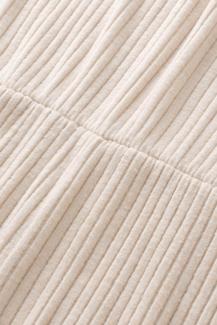 Parchment Solid Color Ribbed Short Sleeve Wide Leg Jumpsuit - Fashion Queen -  16