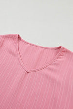 Load image into Gallery viewer, Peach Blossom Ruffled Half Sleeve V Neck Textured Top - Fashion Queen -  15
