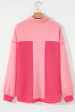 Load image into Gallery viewer, Peach Blossom Two Tone Contrast Waffle Knit Buttoned Loose Shacket - Fashion Queen -  5
