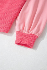 Load image into Gallery viewer, Peach Blossom Two Tone Contrast Waffle Knit Buttoned Loose Shacket - Fashion Queen -  9
