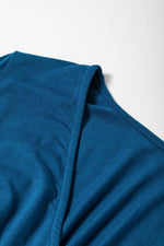 Load image into Gallery viewer, Peacock Blue Short Sleeve Shirred High Waist V Neck Maxi Dress - Fashion Queen -  7
