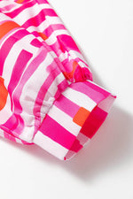 Load image into Gallery viewer, Pink Abstract Print Batwing Sleeve Casual Shirt - Fashion Queen -  9
