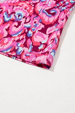 Load image into Gallery viewer, Pink Abstract Print Puff Sleeve V Neck High Waist Romper - Fashion Queen -  17
