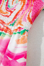 Load image into Gallery viewer, Pink Abstract Print Ruffled Sleeve Smocked Bust Maxi Dress - Fashion Queen -  15
