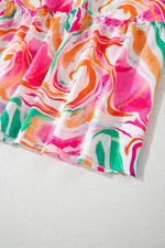 Load image into Gallery viewer, Pink Abstract Print Ruffled Sleeve Smocked Bust Maxi Dress - Fashion Queen -  17
