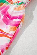 Load image into Gallery viewer, Pink Abstract Print Ruffled Sleeve Smocked Bust Maxi Dress - Fashion Queen -  18

