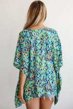 Load image into Gallery viewer, Pink Abstract Print V Neck Half Sleeve Loose Fit Tunic Blouse - Fashion Queen -  19
