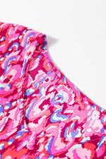 Load image into Gallery viewer, Pink Abstract Print V Neck Half Sleeve Loose Fit Tunic Blouse - Fashion Queen -  8
