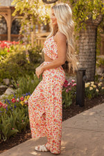 Load image into Gallery viewer, Pink Boho Floral Bandeau Top and High Waist Wide Leg Pants Set - Fashion Queen -  13
