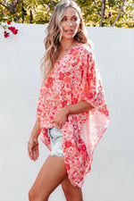 Load image into Gallery viewer, Pink Boho Floral V Neck Kimono Style Blouse - Fashion Queen -  8
