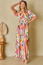 Load image into Gallery viewer, Pink Boho Tie-dye Print V Neck Maxi Dress - Fashion Queen -  11
