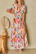 Load image into Gallery viewer, Pink Boho Tie-dye Print V Neck Maxi Dress - Fashion Queen -  12
