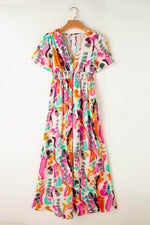 Load image into Gallery viewer, Pink Boho Tie-dye Print V Neck Maxi Dress - Fashion Queen -  13
