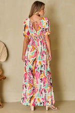 Load image into Gallery viewer, Pink Boho Tie-dye Print V Neck Maxi Dress - Fashion Queen -  8
