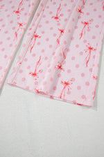 Load image into Gallery viewer, Pink Bow Knot Polka Dot Print Short Sleeve Top Lounge Set - Fashion Queen -  7
