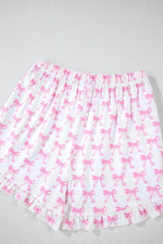 Load image into Gallery viewer, Pink Bowknot Printed Short Sleeve and Ruffled Shorts Pajama Set - Fashion Queen -  14
