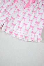 Load image into Gallery viewer, Pink Bowknot Printed Short Sleeve and Ruffled Shorts Pajama Set - Fashion Queen -  15

