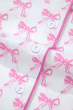 Load image into Gallery viewer, Pink Bowknot Printed Short Sleeve and Ruffled Shorts Pajama Set - Fashion Queen -  19
