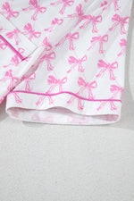 Load image into Gallery viewer, Pink Bowknot Printed Short Sleeve and Ruffled Shorts Pajama Set - Fashion Queen -  20
