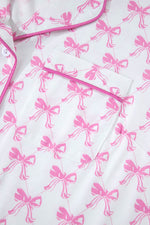 Load image into Gallery viewer, Pink Bowknot Printed Short Sleeve and Ruffled Shorts Pajama Set - Fashion Queen -  21
