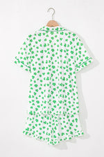 Load image into Gallery viewer, Pink Bowknot Printed Short Sleeve and Ruffled Shorts Pajama Set - Fashion Queen -  25
