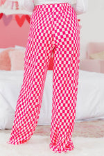 Load image into Gallery viewer, Pink Checkered Buttoned Shirt and High Waist Pants Pajama Set - Fashion Queen -  11
