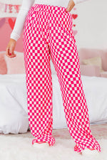 Load image into Gallery viewer, Pink Checkered Buttoned Shirt and High Waist Pants Pajama Set - Fashion Queen -  12
