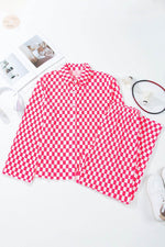 Load image into Gallery viewer, Pink Checkered Buttoned Shirt and High Waist Pants Pajama Set - Fashion Queen -  16
