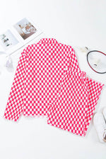 Load image into Gallery viewer, Pink Checkered Buttoned Shirt and High Waist Pants Pajama Set - Fashion Queen -  17
