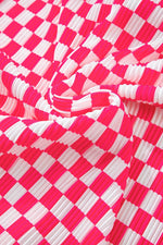 Load image into Gallery viewer, Pink Checkered Buttoned Shirt and High Waist Pants Pajama Set - Fashion Queen -  20

