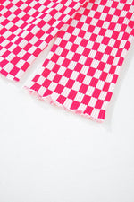 Load image into Gallery viewer, Pink Checkered Buttoned Shirt and High Waist Pants Pajama Set - Fashion Queen -  23
