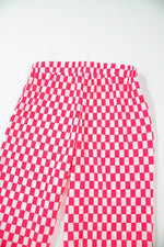 Load image into Gallery viewer, Pink Checkered Buttoned Shirt and High Waist Pants Pajama Set - Fashion Queen -  25
