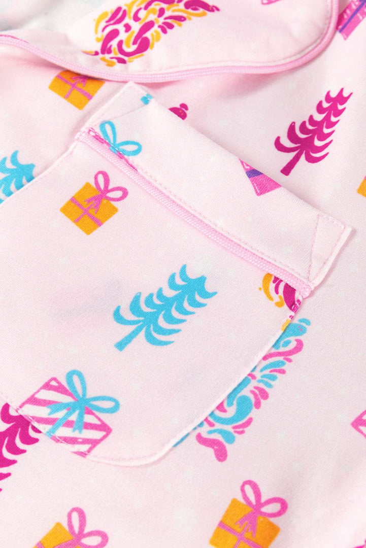 Pink Christmas Twinkle Tree Print Shirt Sleep Dress - Fashion Queen -  10