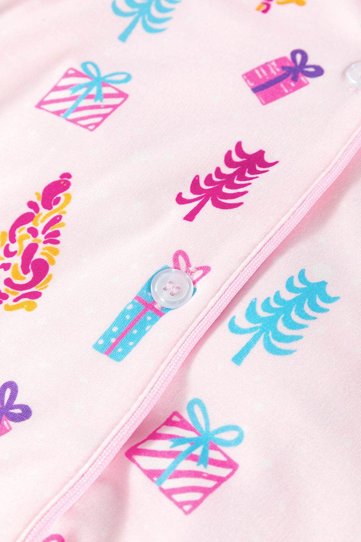Pink Christmas Twinkle Tree Print Shirt Sleep Dress - Fashion Queen -  9