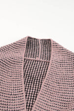 Load image into Gallery viewer, Pink Chunky Waffle Knit Oversized Collar Cardigan - Fashion Queen -  10
