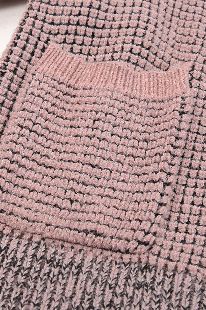 Pink Chunky Waffle Knit Oversized Collar Cardigan - Fashion Queen -  11