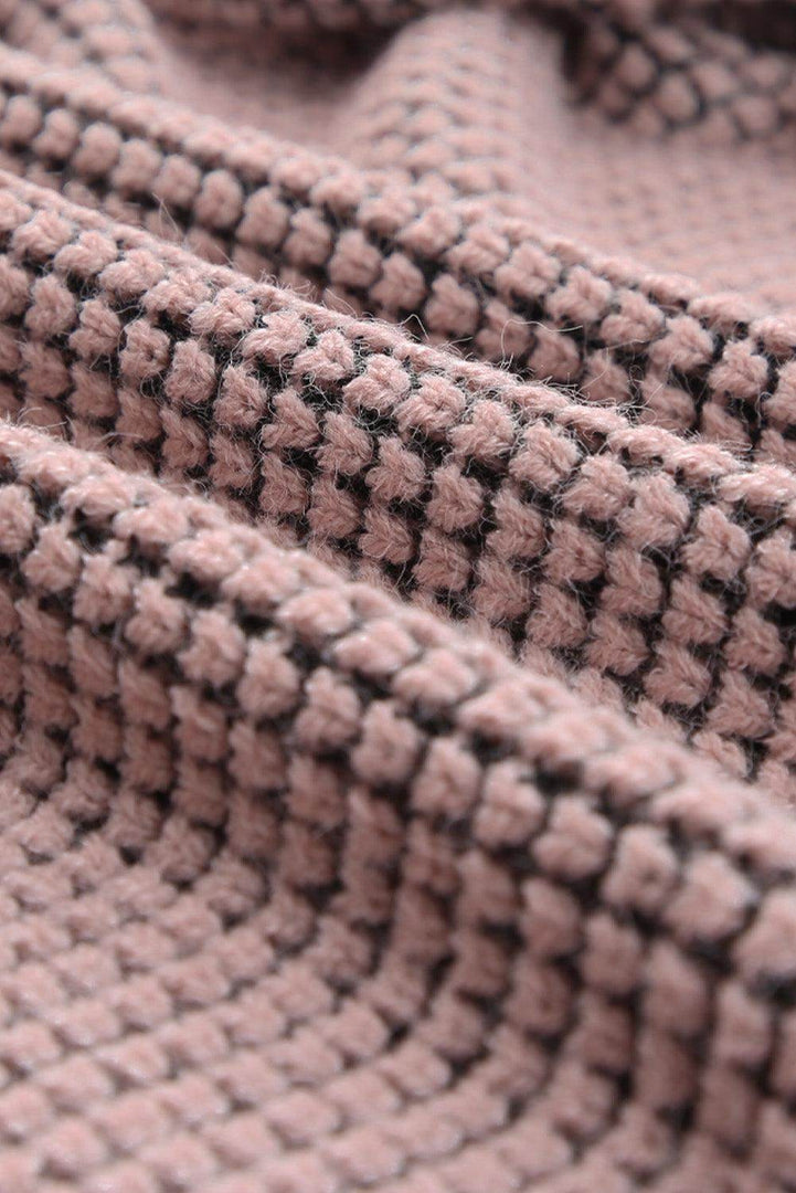 Pink Chunky Waffle Knit Oversized Collar Cardigan - Fashion Queen -  14