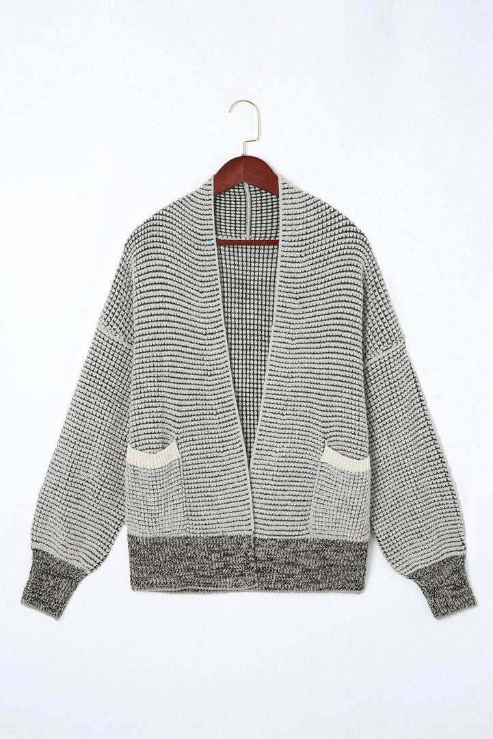 Pink Chunky Waffle Knit Oversized Collar Cardigan - Fashion Queen -  17