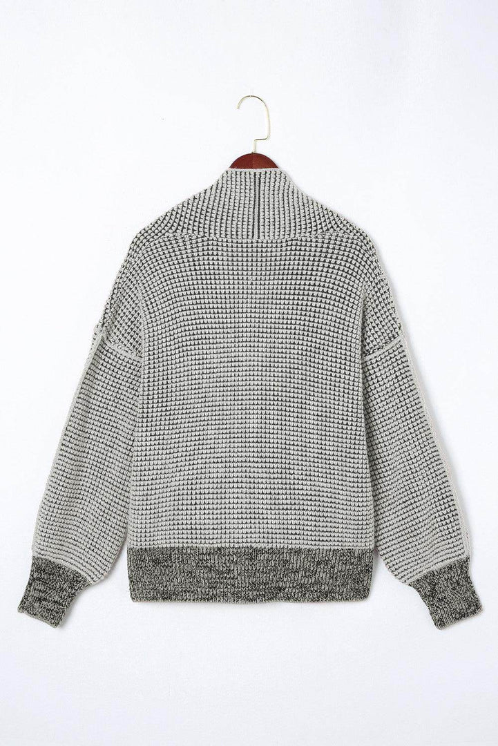 Pink Chunky Waffle Knit Oversized Collar Cardigan - Fashion Queen -  18