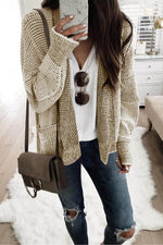 Load image into Gallery viewer, Pink Chunky Waffle Knit Oversized Collar Cardigan - Fashion Queen -  27
