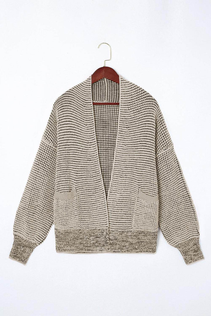 Pink Chunky Waffle Knit Oversized Collar Cardigan - Fashion Queen -  28