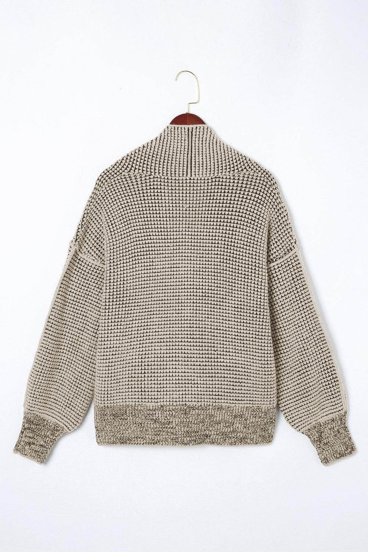 Pink Chunky Waffle Knit Oversized Collar Cardigan - Fashion Queen -  29