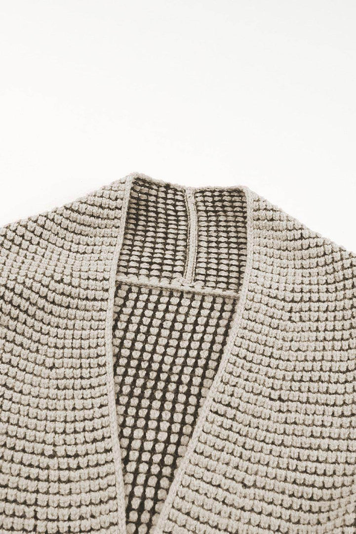 Pink Chunky Waffle Knit Oversized Collar Cardigan - Fashion Queen -  30