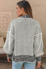 Load image into Gallery viewer, Pink Chunky Waffle Knit Oversized Collar Cardigan - Fashion Queen -  5
