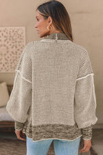 Load image into Gallery viewer, Pink Chunky Waffle Knit Oversized Collar Cardigan - Fashion Queen -  8
