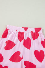 Load image into Gallery viewer, Pink Classic Heart Valentines Short Sleeve Pants Pajamas Set - Fashion Queen -  11
