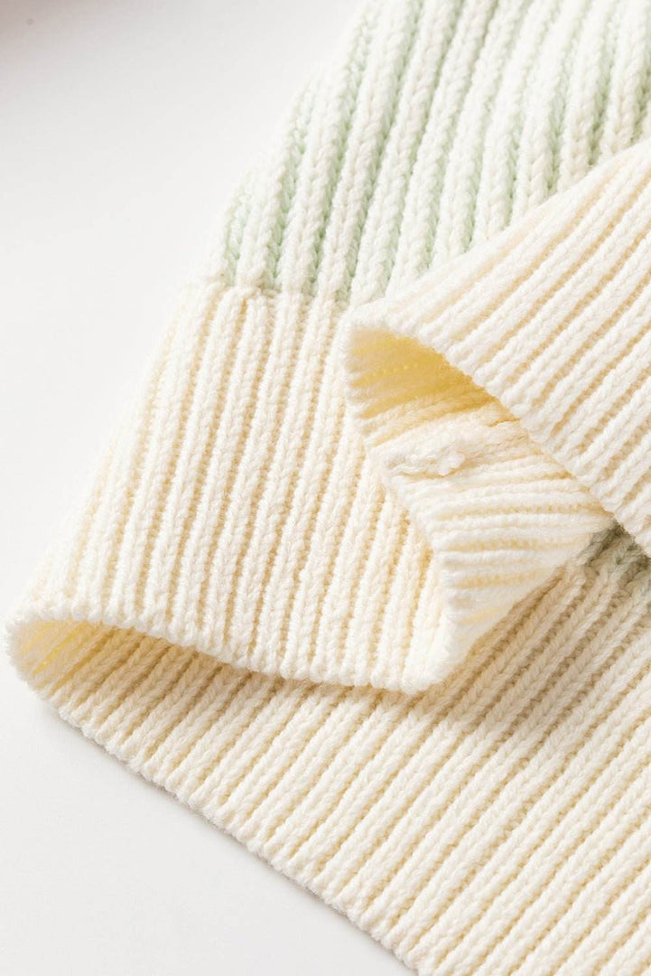 Pink Colorblock Textured Knit Bubble Sleeve Sweater - Fashion Queen -  10