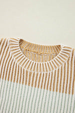 Load image into Gallery viewer, Pink Colorblock Textured Knit Bubble Sleeve Sweater - Fashion Queen -  16
