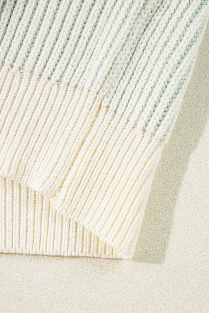 Pink Colorblock Textured Knit Bubble Sleeve Sweater - Fashion Queen -  18